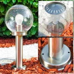 Hofstein Außensockelleuchte Cordova Edelstahl, 1-flammig