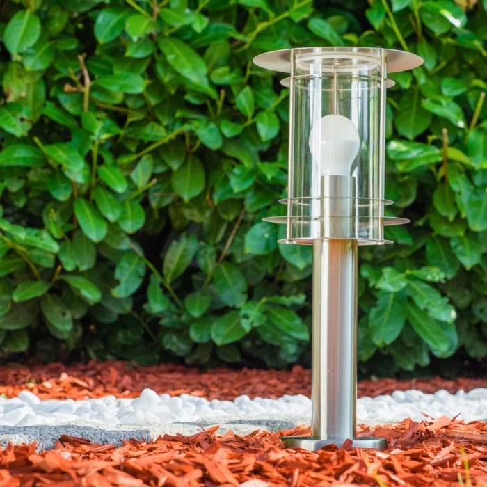 Hofstein Außensockelleuchte Valdez Edelstahl, 1-flammig 5 Hofstein Außensockelleuchte Valdez Edelstahl, 1-flammig – Bild 3