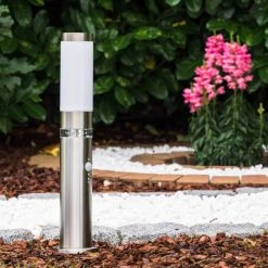 Hofstein Avize Außensockelleuchte Edelstahl, 1-flammig, Bewegungsmelder -Günstiges Wegeleuchten Geschäft avize aussensockelleuchte h140 11