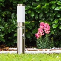 Hofstein Avize Außensockelleuchte Edelstahl, 1-flammig, Bewegungsmelder -Günstiges Wegeleuchten Geschäft avize aussensockelleuchte h140 13