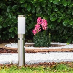 Hofstein Avize Außensockelleuchte Edelstahl, 1-flammig, Bewegungsmelder -Günstiges Wegeleuchten Geschäft avize aussensockelleuchte h140 4