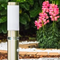 Hofstein Avize Außensockelleuchte Edelstahl, 1-flammig, Bewegungsmelder -Günstiges Wegeleuchten Geschäft avize aussensockelleuchte h140 7