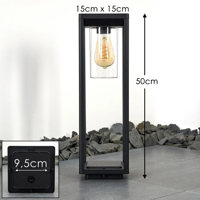 Hofstein Baoshan Sockelleuchte Schwarz, 1-flammig 4 Hofstein Baoshan Sockelleuchte Schwarz, 1-flammig – Bild 2