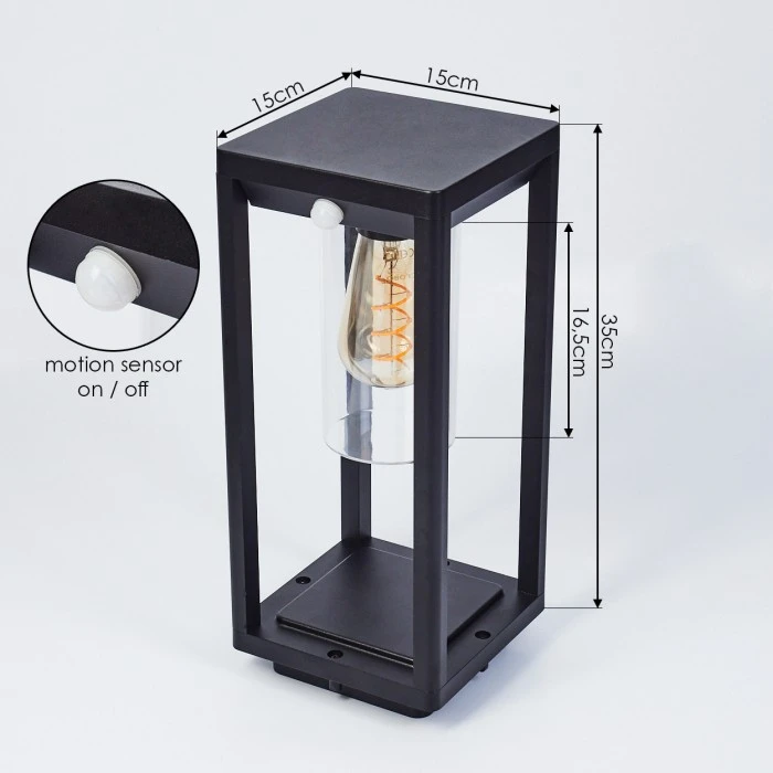 Hofstein Baoshan Wegeleuchte Schwarz, 1-flammig, Bewegungsmelder 6 Hofstein Baoshan Wegeleuchte Schwarz, 1-flammig, Bewegungsmelder – Bild 4