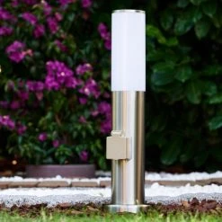 Hofstein Caserta Außenstehleuchte Edelstahl, Weiß, 1-flammig -Günstiges Wegeleuchten Geschäft caserta aussenstehleuchte h306524 4