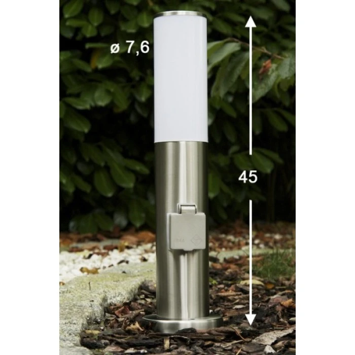 Hofstein Caserta Sockelleuchte Edelstahl, 1-flammig 3 Hofstein Caserta Sockelleuchte Edelstahl, 1-flammig