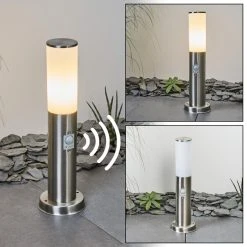 Hofstein Caserta Wegeleuchte Nickel-Matt, Weiß, 1-flammig, Bewegungsmelder