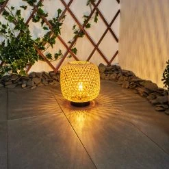 Hofstein Conneaut Solarleuchte LED Schwarz, Holz hell, 1-flammig -Günstiges Wegeleuchten Geschäft conneaut solarleuchte h3419304 11