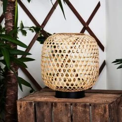 Hofstein Conneaut Solarleuchte LED Schwarz, Holz hell, 1-flammig -Günstiges Wegeleuchten Geschäft conneaut solarleuchte h3419304 12