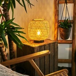 Hofstein Conneaut Solarleuchte LED Schwarz, Holz hell, 1-flammig -Günstiges Wegeleuchten Geschäft conneaut solarleuchte h3419304 14