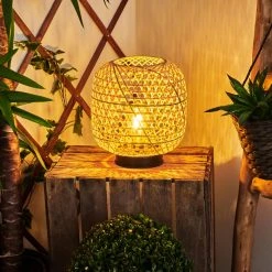 Hofstein Conneaut Solarleuchte LED Schwarz, Holz hell, 1-flammig -Günstiges Wegeleuchten Geschäft conneaut solarleuchte h3419304 16