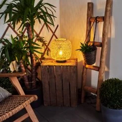 Hofstein Conneaut Solarleuchte LED Schwarz, Holz hell, 1-flammig -Günstiges Wegeleuchten Geschäft conneaut solarleuchte h3419304 17