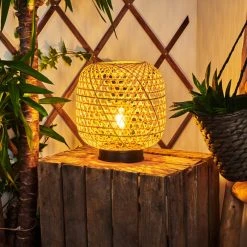 Hofstein Conneaut Solarleuchte LED Schwarz, Holz hell, 1-flammig -Günstiges Wegeleuchten Geschäft conneaut solarleuchte h3419304 7