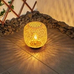 Hofstein Conneaut Solarleuchte LED Schwarz, Holz hell, 1-flammig -Günstiges Wegeleuchten Geschäft conneaut solarleuchte h3419304 9