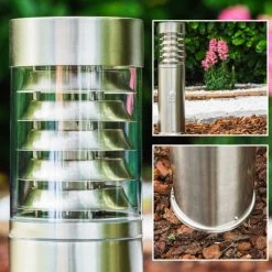 Hofstein Dakar Außensockelleuchte Edelstahl, 1-flammig, Bewegungsmelder