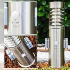 Hofstein Dakar Sockelleuchte Edelstahl, 1-flammig, Bewegungsmelder