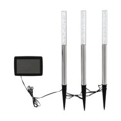 Eglo Leuchten Eglo SHINE 3er Set Solar-Wegeleuchte LED Silber, 3-flammig, Farbwechsler -Günstiges Wegeleuchten Geschäft eglo shine 3er set solar wegeleuchte 48666 1