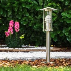 Hofstein Fushun Sockelleuchte Edelstahl, 1-flammig -Günstiges Wegeleuchten Geschäft fushun sockelleuchte h363 10