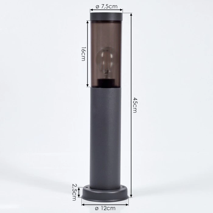 Hofstein Gaborone Sockelleuchte Schwarz, Anthrazit, 1-flammig 6 Hofstein Gaborone Sockelleuchte Schwarz, Anthrazit, 1-flammig – Bild 4