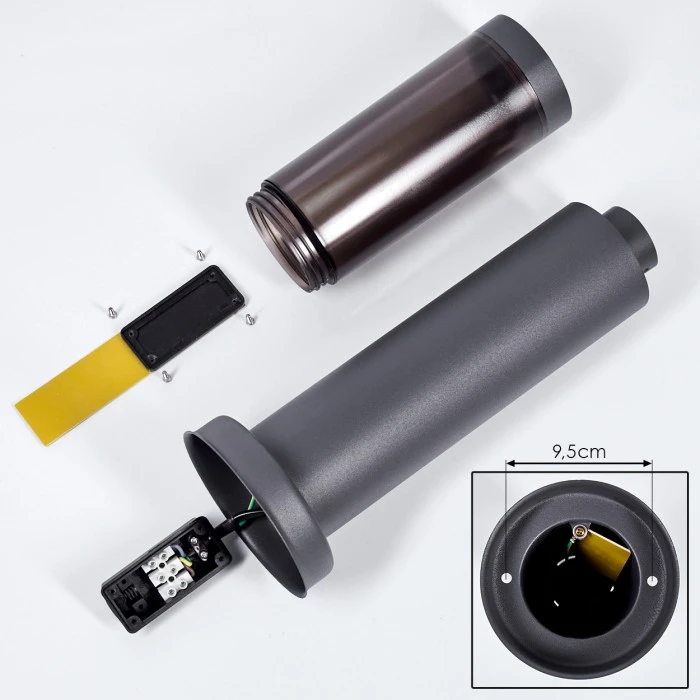 Hofstein Gaborone Sockelleuchte Schwarz, Anthrazit, 1-flammig 7 Hofstein Gaborone Sockelleuchte Schwarz, Anthrazit, 1-flammig – Bild 5