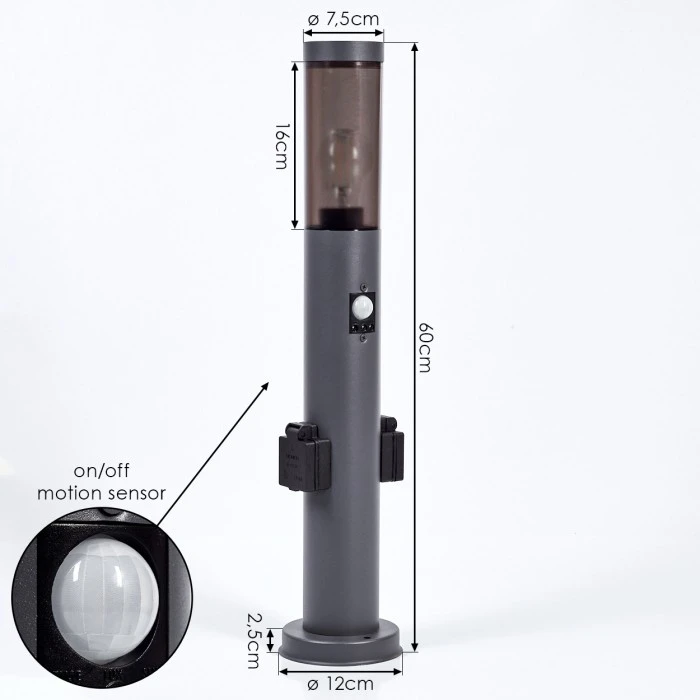 Hofstein Gaborone Sockelleuchte Anthrazit, 1-flammig, Bewegungsmelder 6 Hofstein Gaborone Sockelleuchte Anthrazit, 1-flammig, Bewegungsmelder – Bild 4