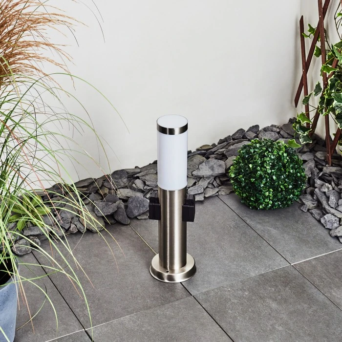 Hofstein Gaborone Wegeleuchte LED Nickel-Matt, 1-flammig 4 Hofstein Gaborone Wegeleuchte LED Nickel-Matt, 1-flammig – Bild 2