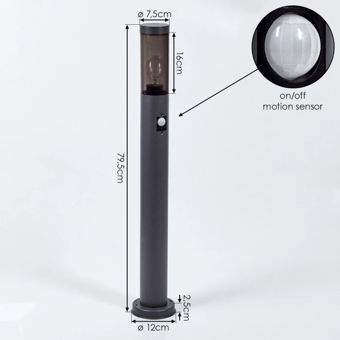 Hofstein Gaborone Wegeleuchte Anthrazit, 1-flammig, Bewegungsmelder 6 Hofstein Gaborone Wegeleuchte Anthrazit, 1-flammig, Bewegungsmelder – Bild 4