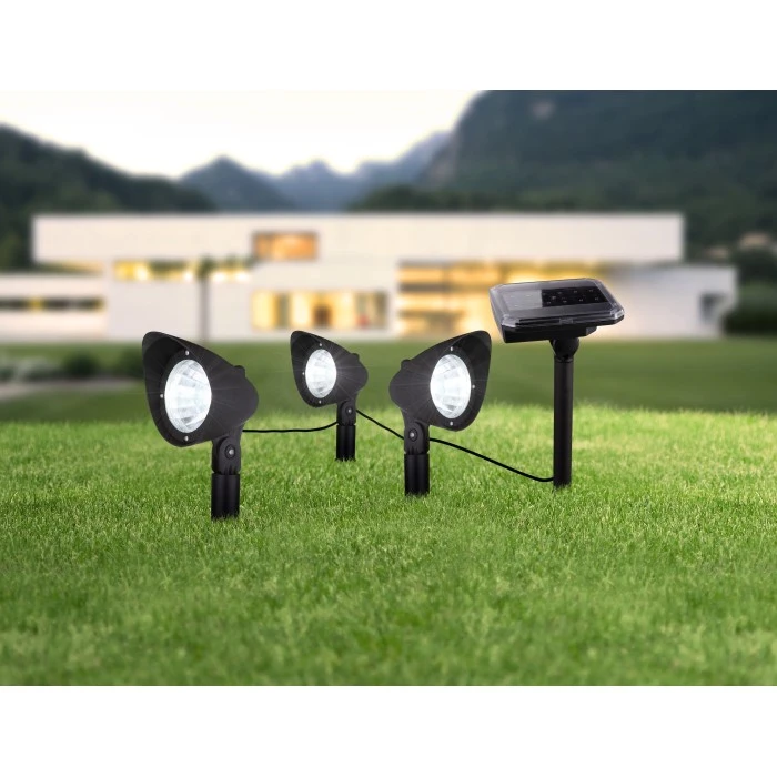 Globo 3er Set Solarleuchte LED Schwarz, 3-flammig 3 Globo 3er Set Solarleuchte LED Schwarz, 3-flammig – Bild 2