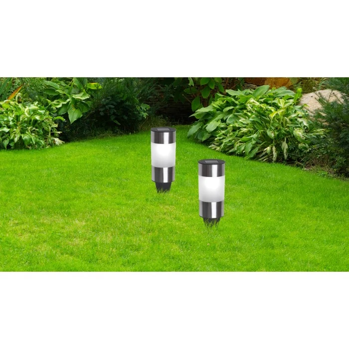 Globo 3er Set Solarleuchte LED Edelstahl, 1-flammig 4 Globo 3er Set Solarleuchte LED Edelstahl, 1-flammig – Bild 2