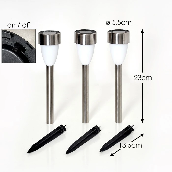 Hofstein Gorizia Solarleuchte LED Edelstahl, 3-flammig 4 Hofstein Gorizia Solarleuchte LED Edelstahl, 3-flammig – Bild 2