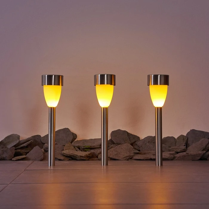 Hofstein Gorizia Solarleuchte LED Edelstahl, 3-flammig 5 Hofstein Gorizia Solarleuchte LED Edelstahl, 3-flammig – Bild 3