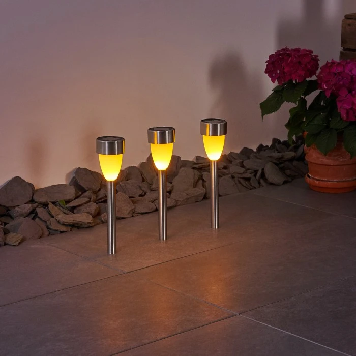 Hofstein Gorizia Solarleuchte LED Edelstahl, 3-flammig 7 Hofstein Gorizia Solarleuchte LED Edelstahl, 3-flammig – Bild 5