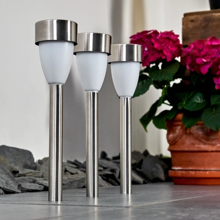 Hofstein Gorizia Solarleuchte LED Edelstahl, 3-flammig 9 Hofstein Gorizia Solarleuchte LED Edelstahl, 3-flammig – Bild 7