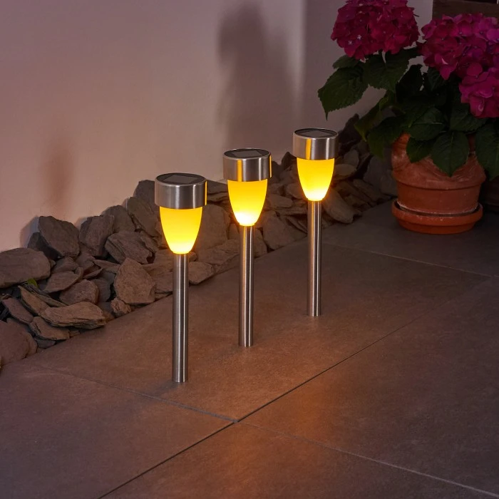 Hofstein Gorizia Solarleuchte LED Edelstahl, 3-flammig 10 Hofstein Gorizia Solarleuchte LED Edelstahl, 3-flammig – Bild 8