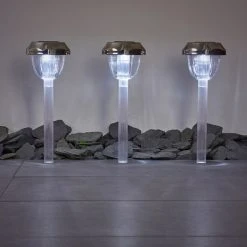 Hofstein Groningen 3er Set Solarleuchte LED Edelstahl, Transparent, Klar, 2-flammig, Farbwechsler -Günstiges Wegeleuchten Geschäft groningen 3er set solarleuchte h3371107 10