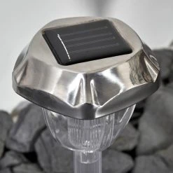 Hofstein Groningen 3er Set Solarleuchte LED Edelstahl, Transparent, Klar, 2-flammig, Farbwechsler -Günstiges Wegeleuchten Geschäft groningen 3er set solarleuchte h3371107 12