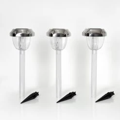 Hofstein Groningen 3er Set Solarleuchte LED Edelstahl, Transparent, Klar, 2-flammig, Farbwechsler -Günstiges Wegeleuchten Geschäft groningen 3er set solarleuchte h3371107 13