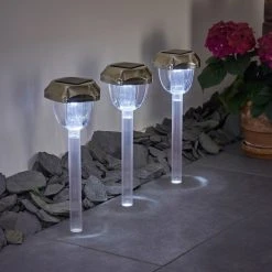 Hofstein Groningen 3er Set Solarleuchte LED Edelstahl, Transparent, Klar, 2-flammig, Farbwechsler -Günstiges Wegeleuchten Geschäft groningen 3er set solarleuchte h3371107 5