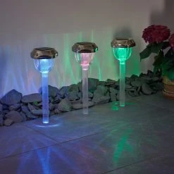 Hofstein Groningen 3er Set Solarleuchte LED Edelstahl, Transparent, Klar, 2-flammig, Farbwechsler -Günstiges Wegeleuchten Geschäft groningen 3er set solarleuchte h3371107 6