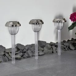 Hofstein Groningen 3er Set Solarleuchte LED Edelstahl, Transparent, Klar, 2-flammig, Farbwechsler -Günstiges Wegeleuchten Geschäft groningen 3er set solarleuchte h3371107 8
