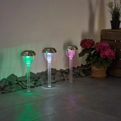 Hofstein Groningen 3er Set Solarleuchte LED Edelstahl, Transparent, Klar, 2-flammig, Farbwechsler -Günstiges Wegeleuchten Geschäft groningen 3er set solarleuchte h3371107 9