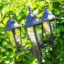 Hofstein Hongkong Kandelaber Schwarz, Transparent, Klar, 3-flammig -Günstiges Wegeleuchten Geschäft hongkong kandelaber 31331lbsw 11