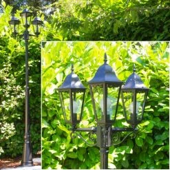 Hofstein Hongkong Kandelaber Schwarz, Transparent, Klar, 3-flammig -Günstiges Wegeleuchten Geschäft hongkong kandelaber 31331lbsw 3