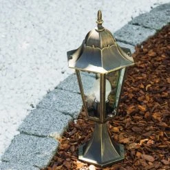 Hofstein Hongkong Sockelleuchte Gold, Bronze, 1-flammig -Günstiges Wegeleuchten Geschäft hongkong sockelleuchte 1334l bg 5