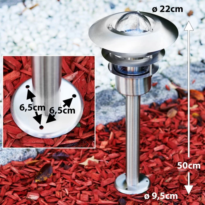 Hofstein Juva Sockelleuchte Edelstahl, 1-flammig 4 Hofstein Juva Sockelleuchte Edelstahl, 1-flammig – Bild 2