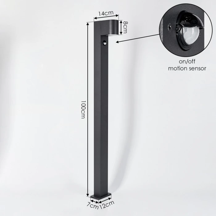 Hofstein Kingstown Wegeleuchte Anthrazit, 1-flammig, Bewegungsmelder 6 Hofstein Kingstown Wegeleuchte Anthrazit, 1-flammig, Bewegungsmelder – Bild 4