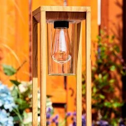 Hofstein Leset Sockelleuchte Braun, Holzoptik, 1-flammig -Günstiges Wegeleuchten Geschäft leset sockelleuchte h3432389 8