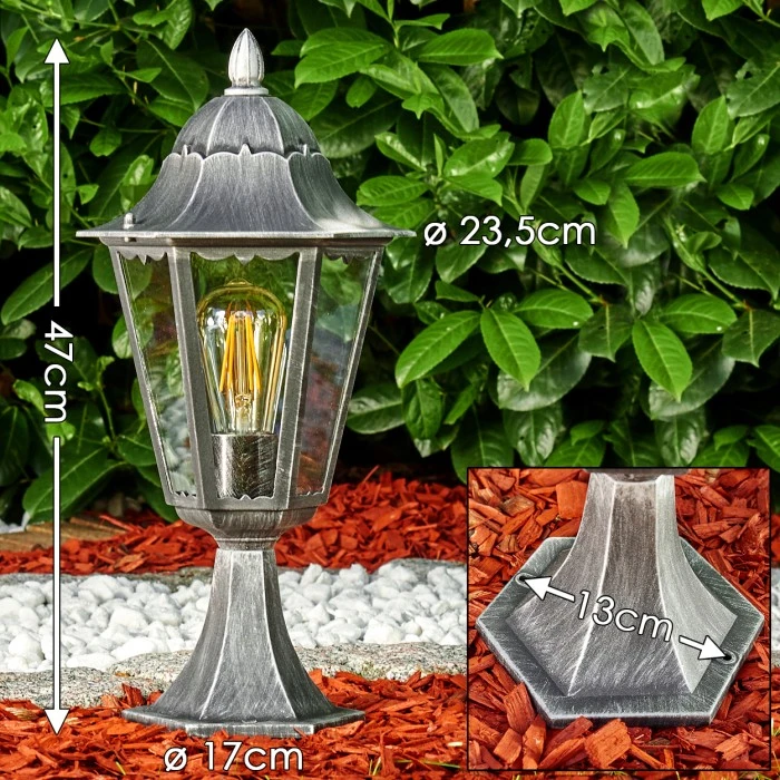 Hofstein Lignac Sockelleuchte Schwarz, Silber, 1-flammig 4 Hofstein Lignac Sockelleuchte Schwarz, Silber, 1-flammig – Bild 2