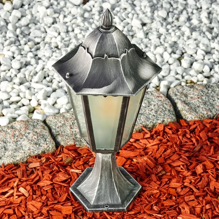 Hofstein Lignac Sockelleuchte Schwarz, Silber, 1-flammig 7 Hofstein Lignac Sockelleuchte Schwarz, Silber, 1-flammig – Bild 5