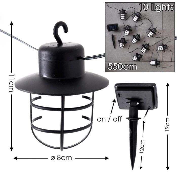 Hofstein Pozzuoli Solar-Lichterkette LED Schwarz, Weiß, 10-flammig 4 Hofstein Pozzuoli Solar-Lichterkette LED Schwarz, Weiß, 10-flammig – Bild 2